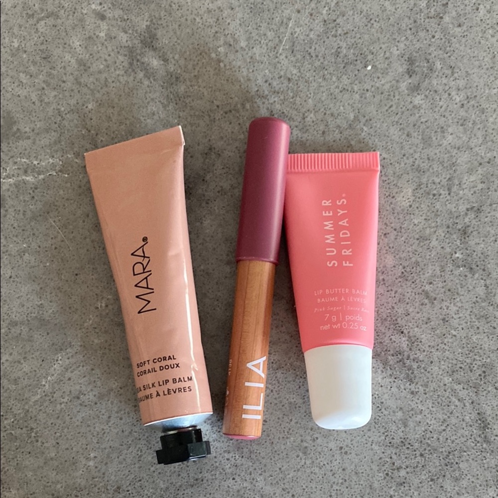 ILIA lipliner + Mara lip balm + Summer Fridays lip butter